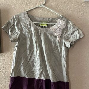 Anthropologie Green Boxy Embellished Blouse